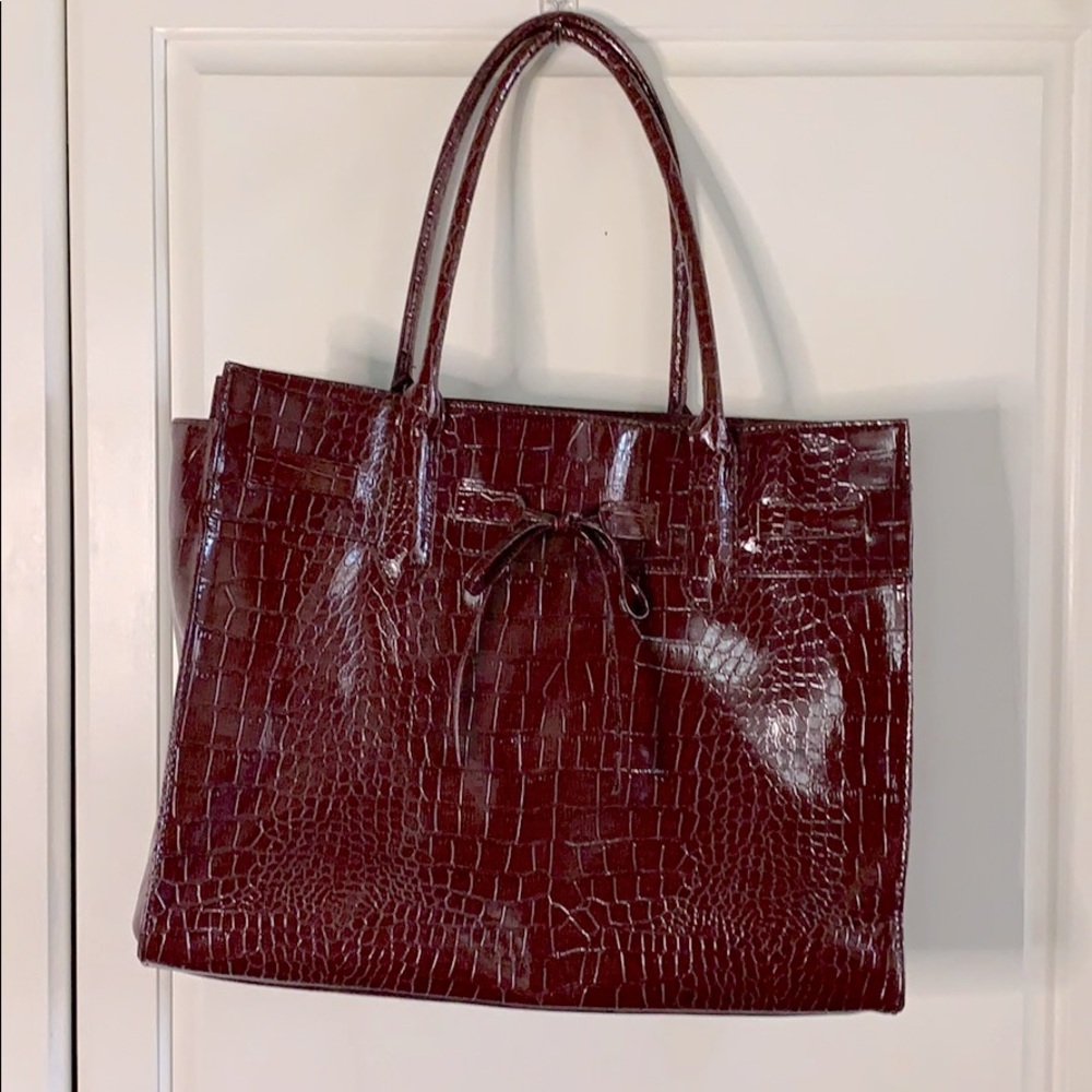 Jessica Simpson Dark Red Faux Snake Skin Tote - Picture 6 of 16